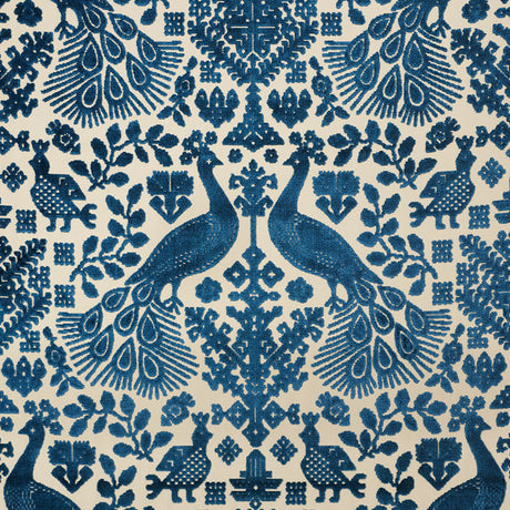 Schumacher Pavone Velvet Peacock Fabric - Eade's Wallpaper