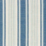 Schumacher Ojai Stripe Prussian Blue Fabric - Eade's Wallpaper