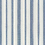 Schumacher Ojai Stripe Prussian Blue Fabric - Eade's Wallpaper