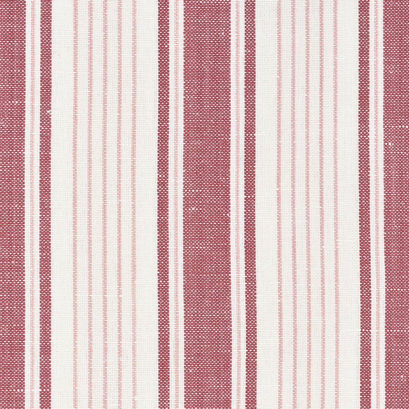 Schumacher Ojai Stripe Red Fabric - Eade's Wallpaper
