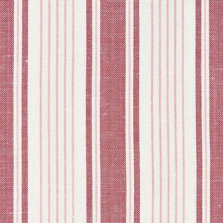 Schumacher Ojai Stripe Red Fabric - Eade's Wallpaper