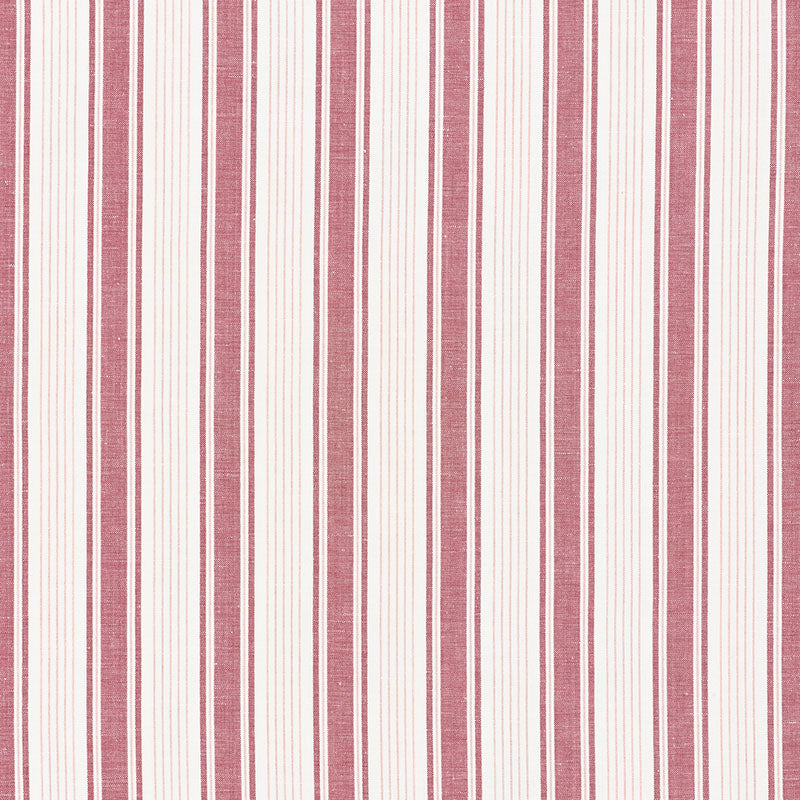 Schumacher Ojai Stripe Red Fabric - Eade's Wallpaper