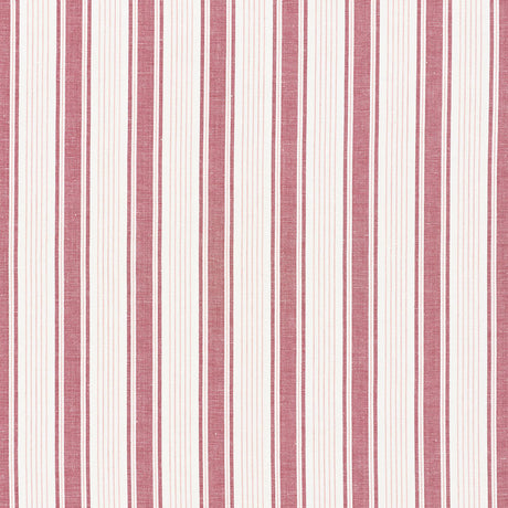 Schumacher Ojai Stripe Red Fabric - Eade's Wallpaper