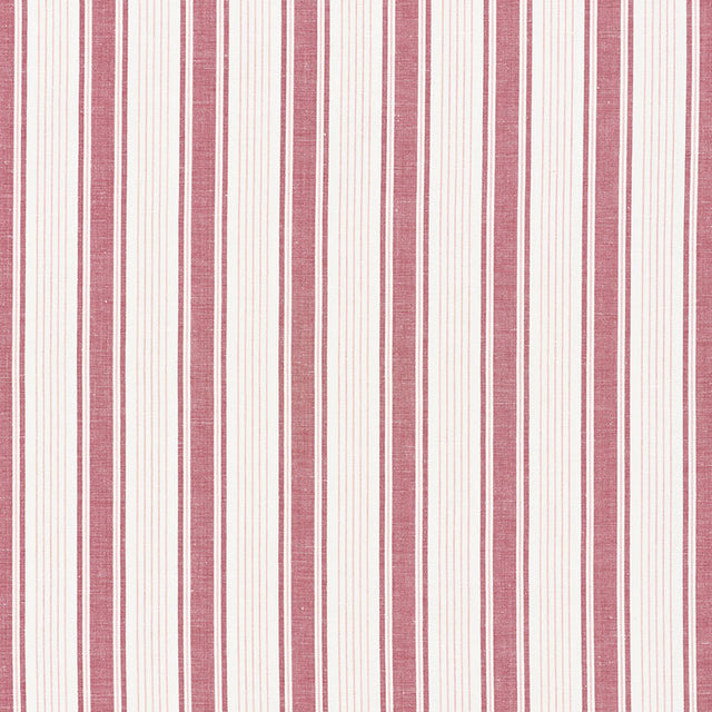 Schumacher Ojai Stripe Red Fabric - Eade's Wallpaper