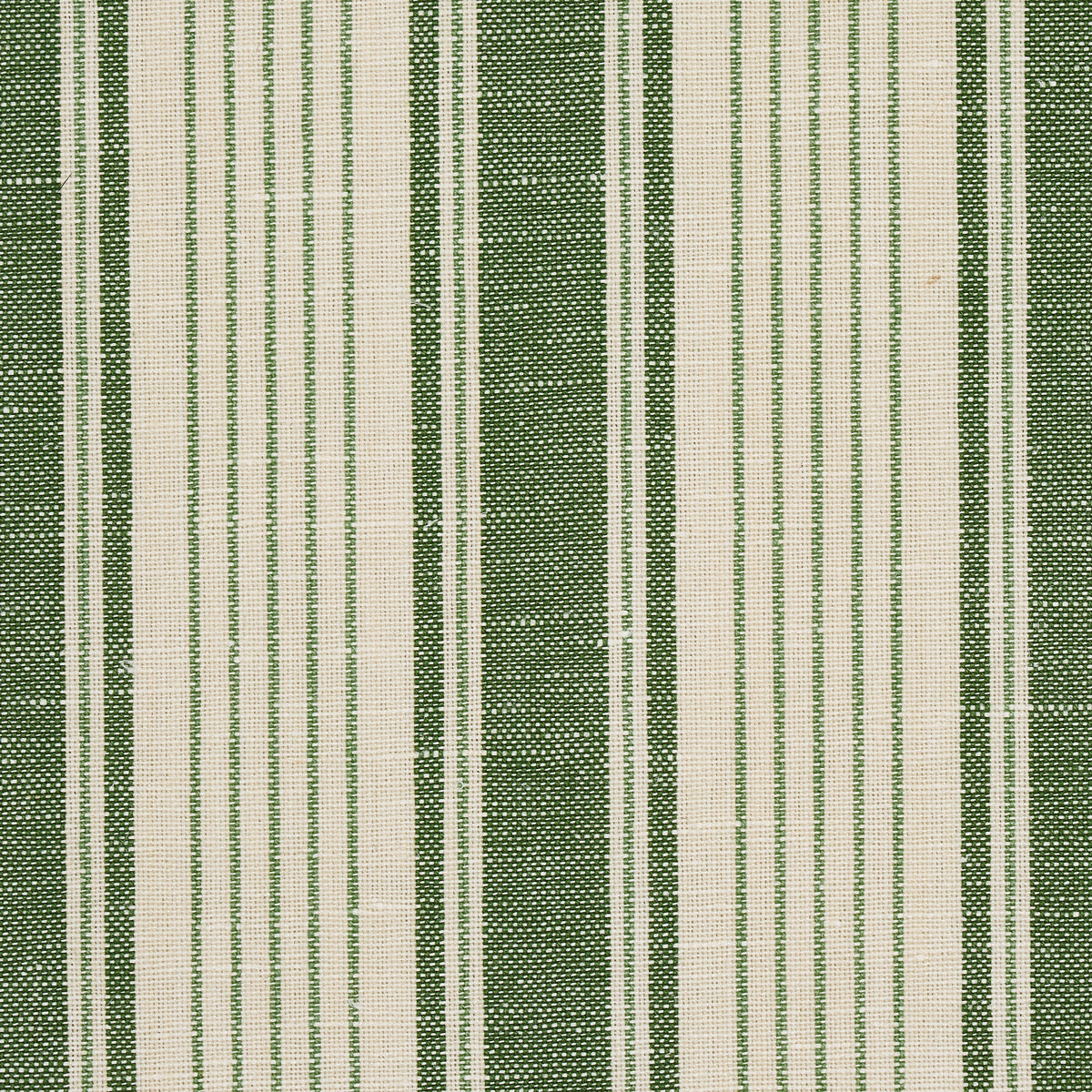 Schumacher Ojai Stripe Leaf Green Fabric - Eade's Wallpaper