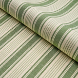 Schumacher Ojai Stripe Leaf Green Fabric - Eade's Wallpaper