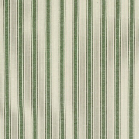 Schumacher Ojai Stripe Leaf Green Fabric - Eade's Wallpaper