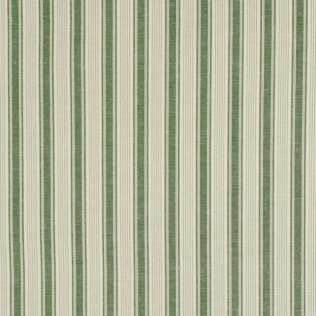 Schumacher Ojai Stripe Leaf Green Fabric - Eade's Wallpaper
