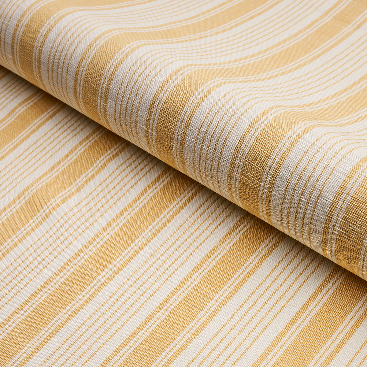 Schumacher Ojai Stripe Yellow Fabric - Eade's Wallpaper