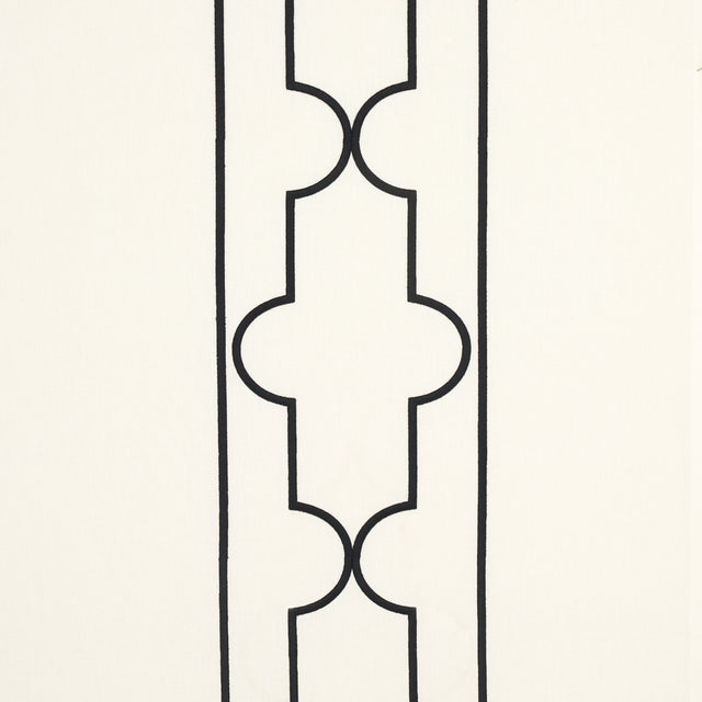 Schumacher Limitless Lattice Black & White Fabric - Eade's Wallpaper