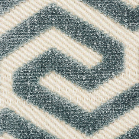 Schumacher Ming Fret Velvet Mineral Fabric - Eade's Wallpaper