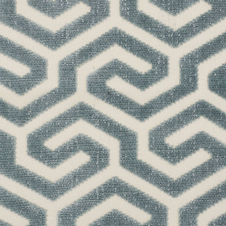 Schumacher Ming Fret Velvet Mineral Fabric - Eade's Wallpaper