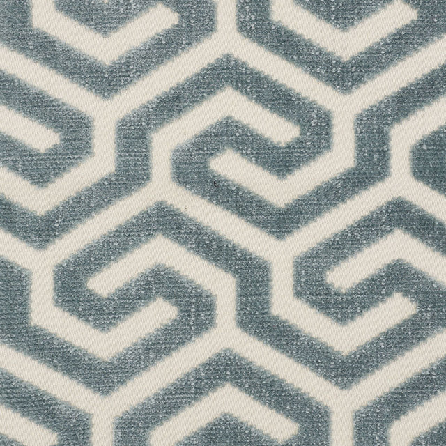Schumacher Ming Fret Velvet Mineral Fabric - Eade's Wallpaper