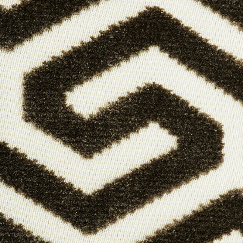 Schumacher Ming Fret Velvet Taupe Fabric - Eade's Wallpaper