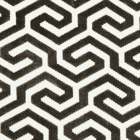 Schumacher Ming Fret Velvet Taupe Fabric - Eade's Wallpaper
