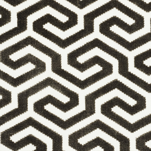Schumacher Ming Fret Velvet Taupe Fabric - Eade's Wallpaper