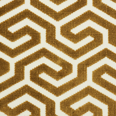 Schumacher Ming Fret Velvet Bronze Fabric - Eade's Wallpaper