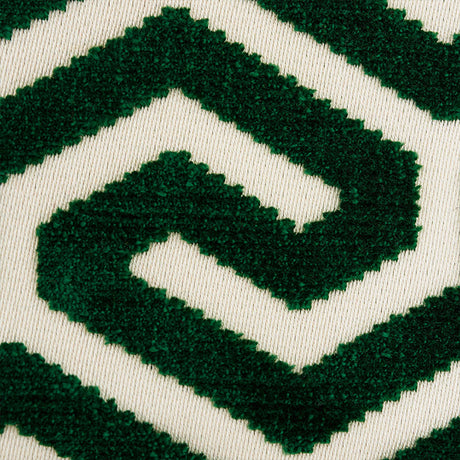 Schumacher Ming Fret Velvet Emerald Fabric - Eade's Wallpaper