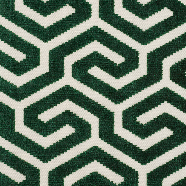 Schumacher Ming Fret Velvet Emerald Fabric - Eade's Wallpaper