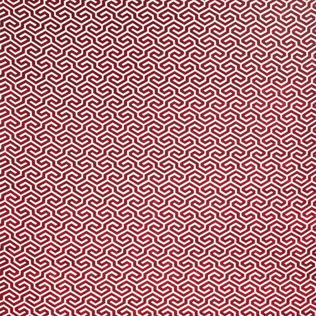 Schumacher Ming Fret Velvet Red Fabric - Eade's Wallpaper