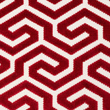 Schumacher Ming Fret Velvet Red Fabric - Eade's Wallpaper