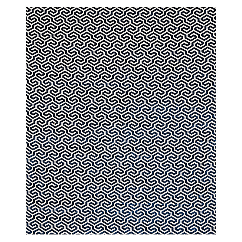 Schumacher Ming Fret Velvet Navy Fabric - Eade's Wallpaper