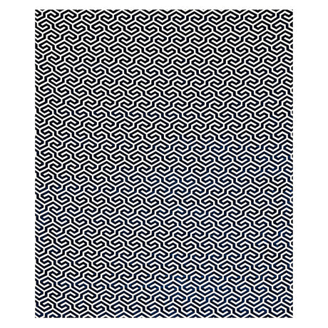 Schumacher Ming Fret Velvet Navy Fabric - Eade's Wallpaper