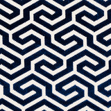 Schumacher Ming Fret Velvet Navy Fabric - Eade's Wallpaper