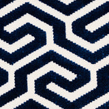 Schumacher Ming Fret Velvet Navy Fabric - Eade's Wallpaper