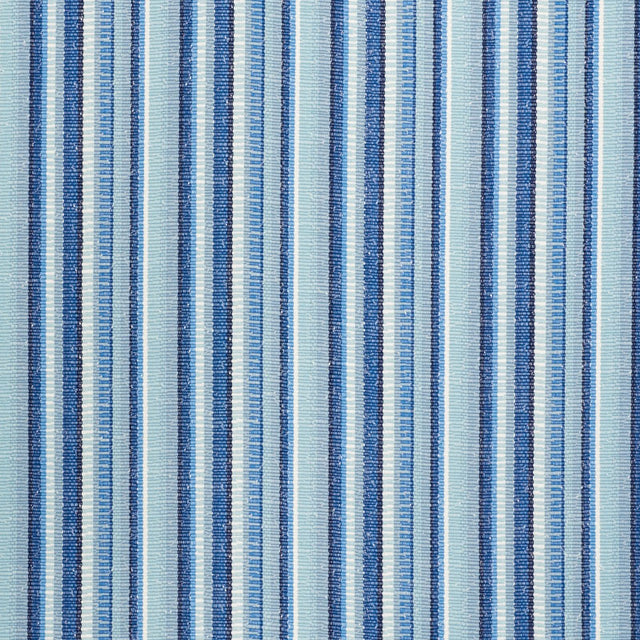 Schumacher Primavera Stripe Sea Fabric - Eade's Wallpaper