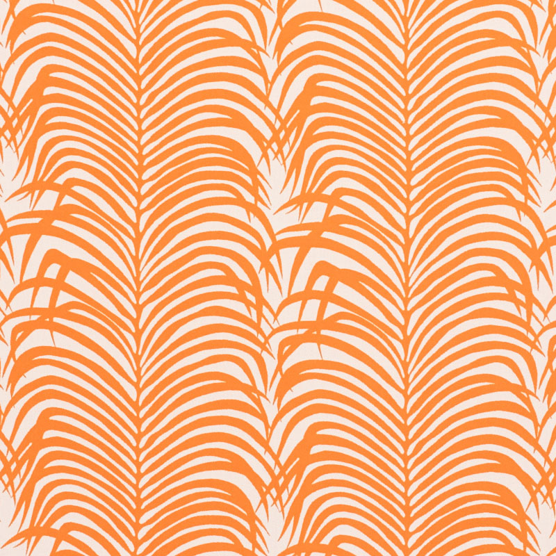 Schumacher Zebra Palm Indoor/Outdoor Orange Fabric - Eade's Wallpaper
