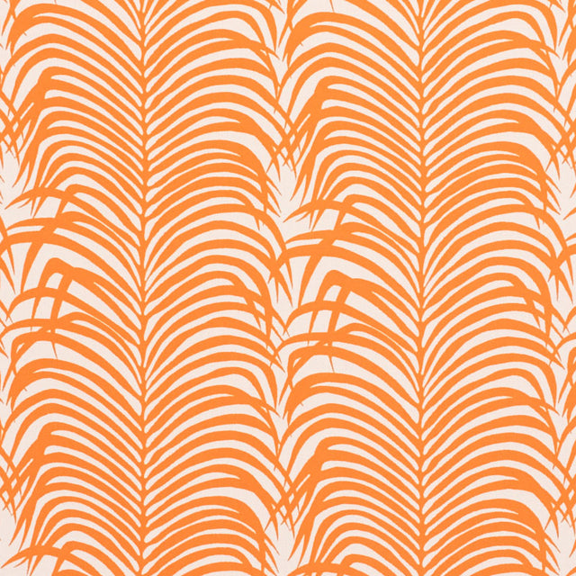Schumacher Zebra Palm Indoor/Outdoor Orange Fabric - Eade's Wallpaper