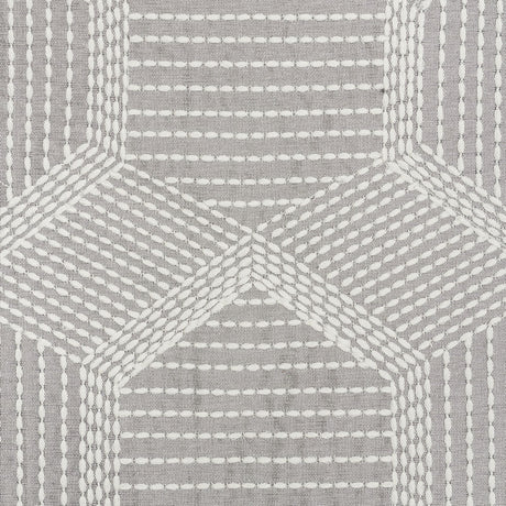 Schumacher Tortuga Embroidery Grey Fabric - Eade's Wallpaper