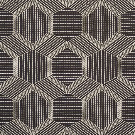 Schumacher Tortuga Embroidery Black Fabric - Eade's Wallpaper