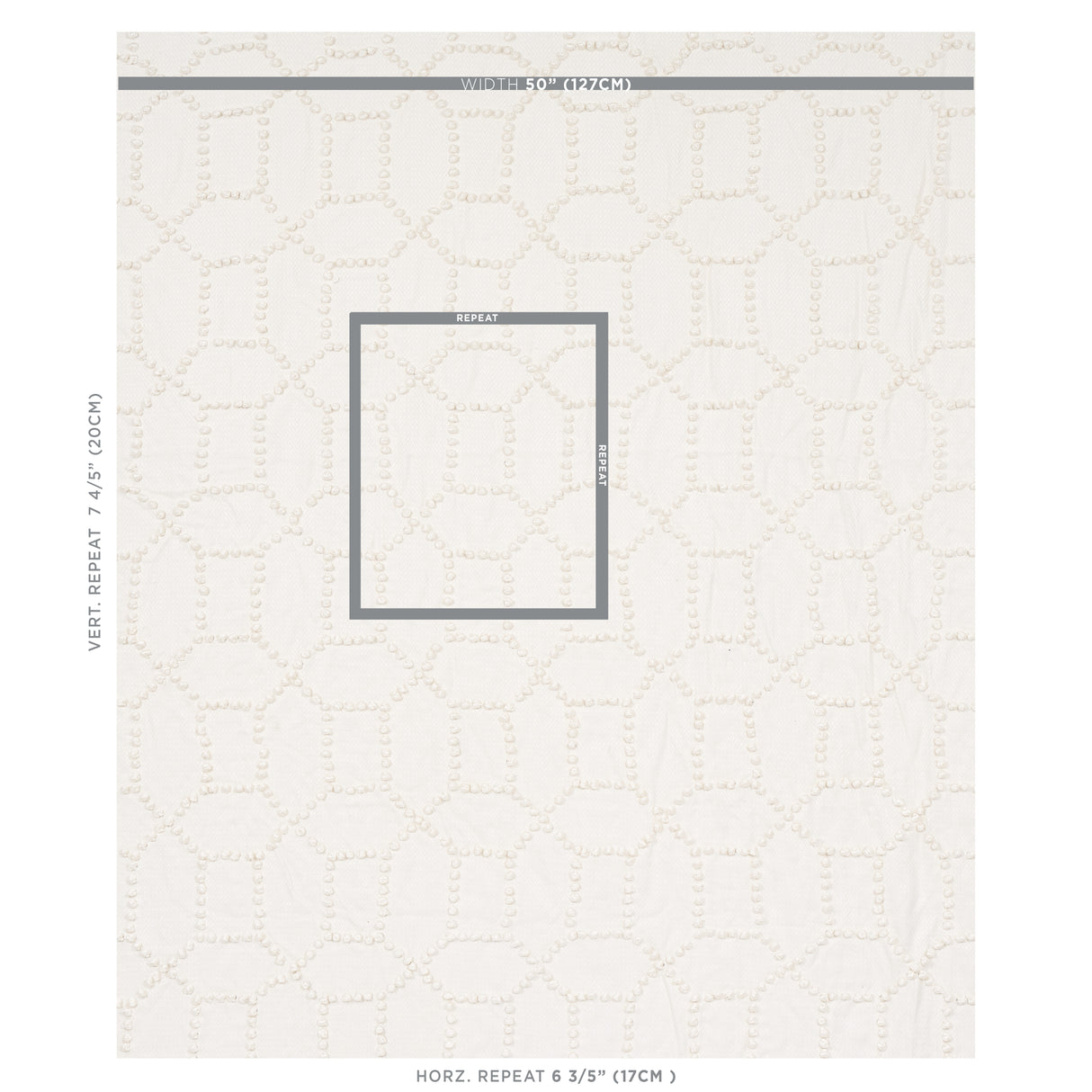 Schumacher Vento Embroidery Ivory Fabric - Eade's Wallpaper
