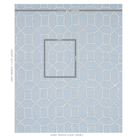 Schumacher Vento Embroidery Sky Fabric - Eade's Wallpaper