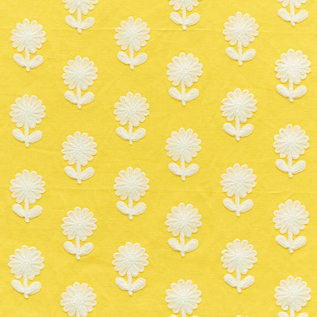 Schumacher Paley Embroidery Yellow Fabric - Eade's Wallpaper