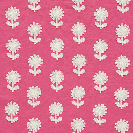 Schumacher Paley Embroidery Pink Fabric - Eade's Wallpaper