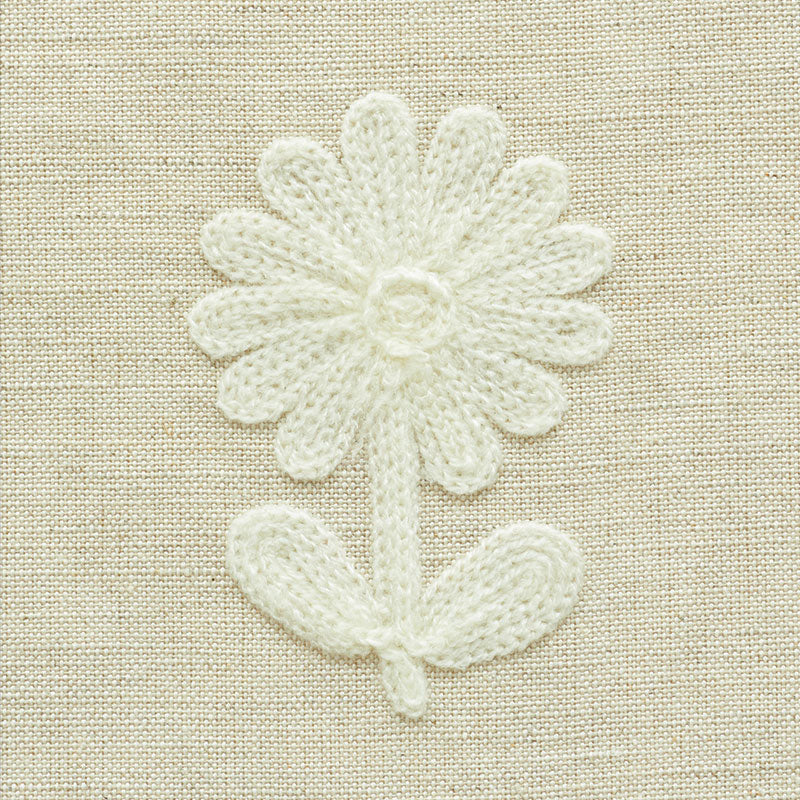 Schumacher Paley Embroidery Natural Fabric - Eade's Wallpaper