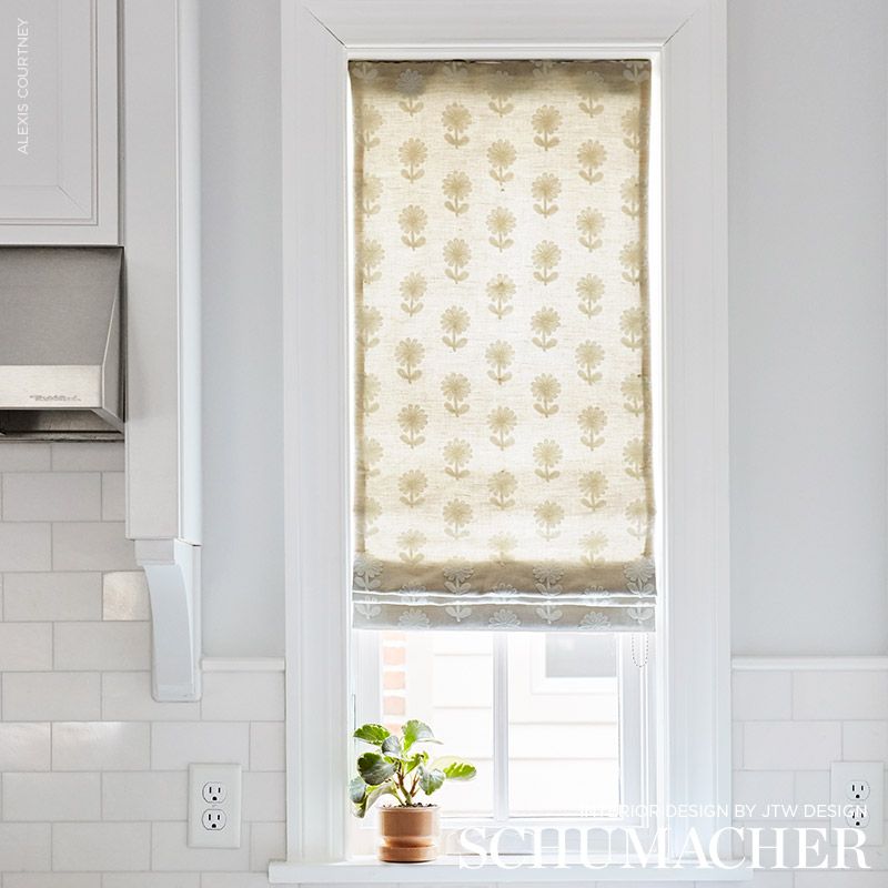 Schumacher Paley Embroidery Natural Fabric - Eade's Wallpaper
