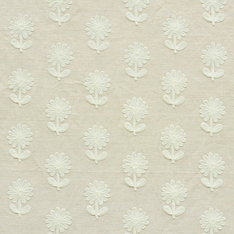 Schumacher Paley Embroidery Natural Fabric - Eade's Wallpaper