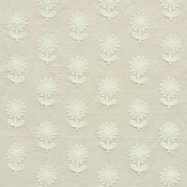 Schumacher Paley Embroidery Natural Fabric - Eade's Wallpaper