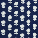 Schumacher Paley Embroidery Blue Fabric - Eade's Wallpaper