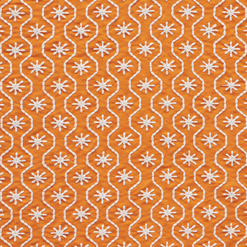 Schumacher Gigi Embroidery Orange Fabric