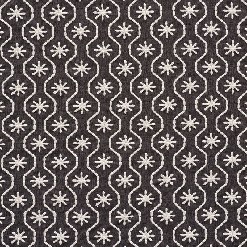 Schumacher Gigi Embroidery Graphite Fabric