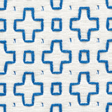 Schumacher Scout Embroidery Blue Fabric - Eade's Wallpaper