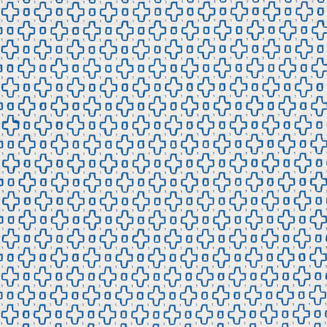 Schumacher Scout Embroidery Blue Fabric - Eade's Wallpaper