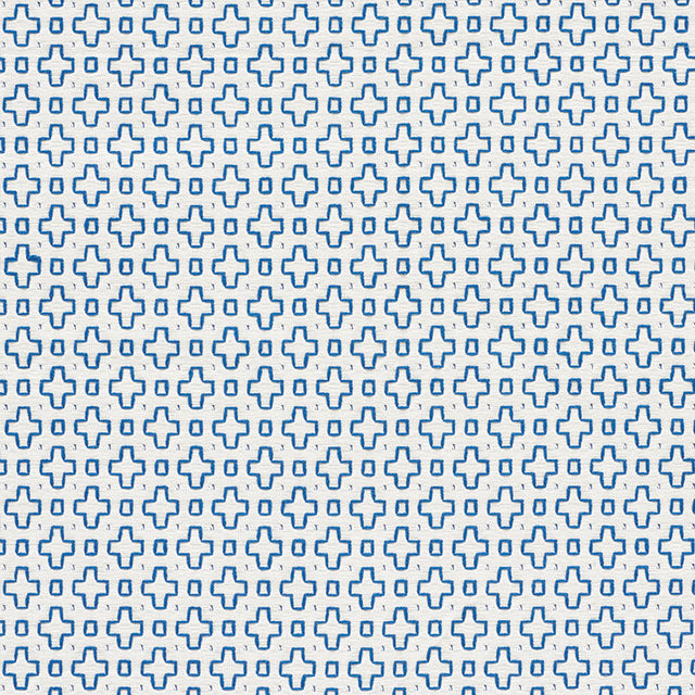 Schumacher Scout Embroidery Blue Fabric - Eade's Wallpaper