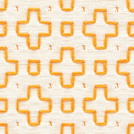 Schumacher Scout Embroidery Orange Fabric - Eade's Wallpaper