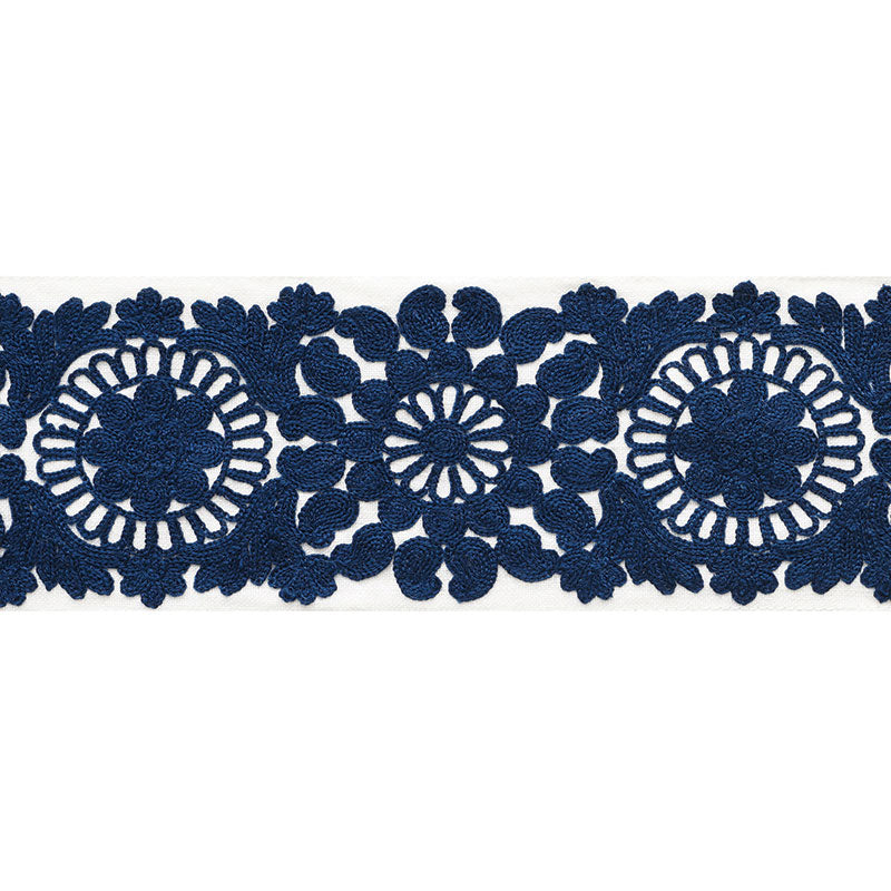 Schumacher 73622 JOELLE TAPE in BLUE Trim - HAPPY TOGETHER